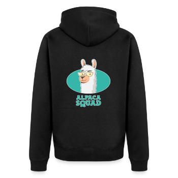 Alpaca Squad Funny Alpaca - Unisex Premium Organic Zip Hoodie - black - Back - Nico (187cm)