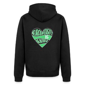 Neurodiversity Autimsus ADHD dyslexia - Unisex Premium Organic Zip Hoodie - black - Back - Nico (187cm)