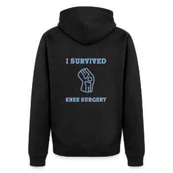 Knie Operation OP Knie OP - Unisex Premium Bio Zip Hoodie - Schwarz - Hinten - Nico (187cm)