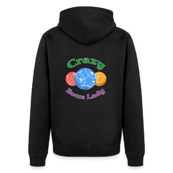 Boccia Boule Petanque - Unisex Premium Bio Zip Hoodie - Schwarz - Hinten - Nico (187cm)