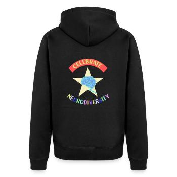 Neurodiversität Autimsus ADHD Legasthenie - Unisex Premium Bio Zip Hoodie - Schwarz - Hinten - Nico (187cm)