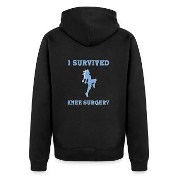 Knie Operation OP Knie OP - Unisex Premium Bio Zip Hoodie - Schwarz - Hinten - Nico (187cm)
