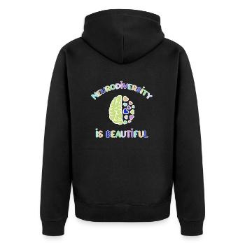 Neurodiversität Autimsus ADHD Legasthenie - Unisex Premium Bio Zip Hoodie - Schwarz - Hinten - Nico (187cm)