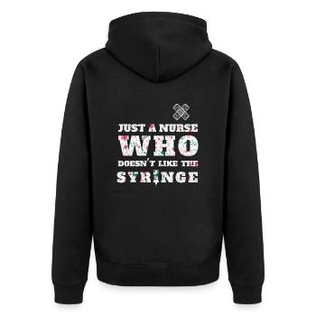 FUNNY JUST A NURSE WHO DOESEN'T LIKE THE SYRINGE - Veste à capuche bio Premium Unisexe - noir - Dos - Nico (187cm)