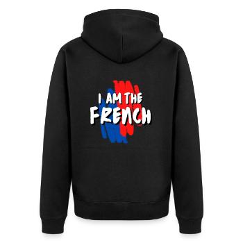 I AM THE FRENCH - Unisex Premium Organic Zip Hoodie - black - Back - Nico (187cm)