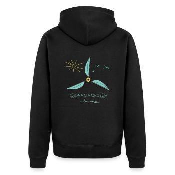 Green Energy is clean energy! Wind Power Statement - Unisex Premium Organic Zip Hoodie - black - Back - Nico (187cm)