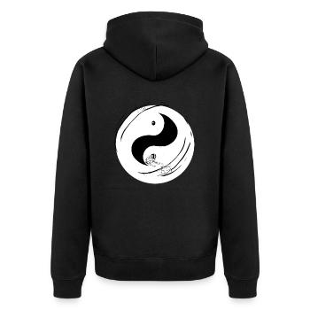 Yin Yang Sign Symbol Peace Happy 5 - Unisex Premium Organic Zip Hoodie - black - Back - Nico (187cm)