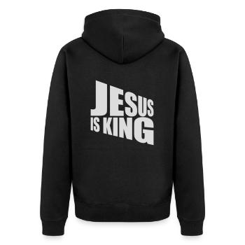 Citation de Jésus est roi - Veste à capuche bio Premium Unisexe - noir - Dos - Nico (187cm)