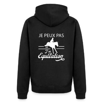 Je peux pas, j'ai équitation. Cavalière. - Veste à capuche bio Premium Unisexe - noir - Dos - Nico (187cm)
