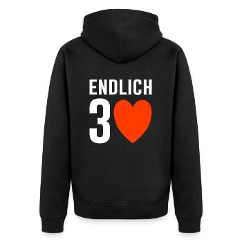 30. Geburtstag Geschnek dreißig - Unisex Premium Bio Zip Hoodie - Schwarz - Hinten - Nico (187cm)