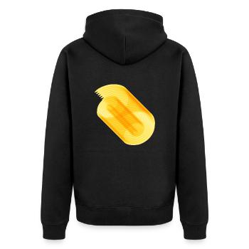 Unendliche Rolle - Unisex Premium Bio Zip Hoodie - Schwarz - Hinten - Nico (187cm)