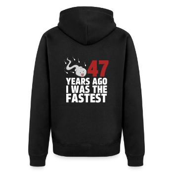 47 Years Ago I Was The Fastest - Unisex Premium Organic Zip Hoodie - black - Back - Nico (187cm)