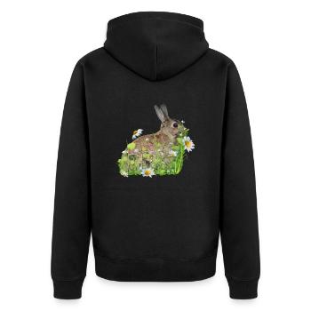 Fleurs blanches de lapin - Veste à capuche bio Premium Unisexe - noir - Dos - Nico (187cm)