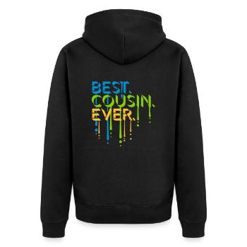 best cousin ever Zitat - Unisex Premium Bio Zip Hoodie - Schwarz - Hinten - Nico (187cm)