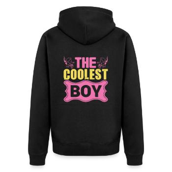 THE COOLEST BOY - Unisex Premium Organic Zip Hoodie - black - Back - Nico (187cm)