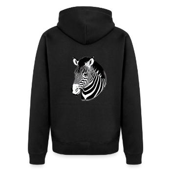 Fun Zebra Cartoon Funny Nature Animal Safari 3 - Unisex Premium Organic Zip Hoodie - black - Back - Nico (187cm)