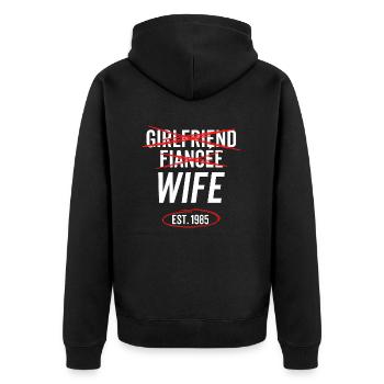 Girlfriend Fiancée Wife Est 1985 - Unisex Premium Organic Zip Hoodie - black - Back - Nico (187cm)