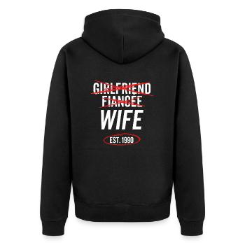 Girlfriend Fiancée Wife Est 1990 - Unisex Premium Organic Zip Hoodie - black - Back - Nico (187cm)