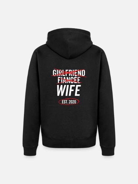 Girlfriend Fiancée Wife Est 2020 - Unisex Premium Organic Zip Hoodie - black