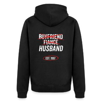 Boyfriend Fiancé Husband Est 1997 - Unisex Premium Organic Zip Hoodie - black - Back - Nico (187cm)