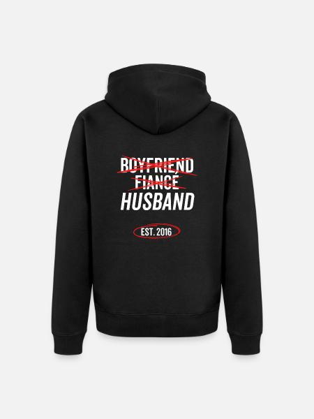 Boyfriend Fiancé Husband Est 2016 - Unisex Premium Organic Zip Hoodie - black