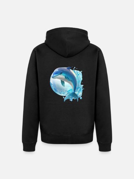 Il delfino - Felpa con cappuccio ecologica premium unisex - nero