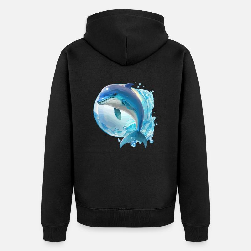 Der Delfin - Unisex Premium Bio Zip Hoodie - Schwarz