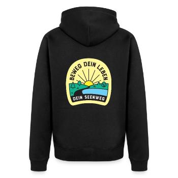 Dein SeenWeg Badge - Unisex Premium Bio Zip Hoodie - Schwarz - Hinten - Nico (187cm)