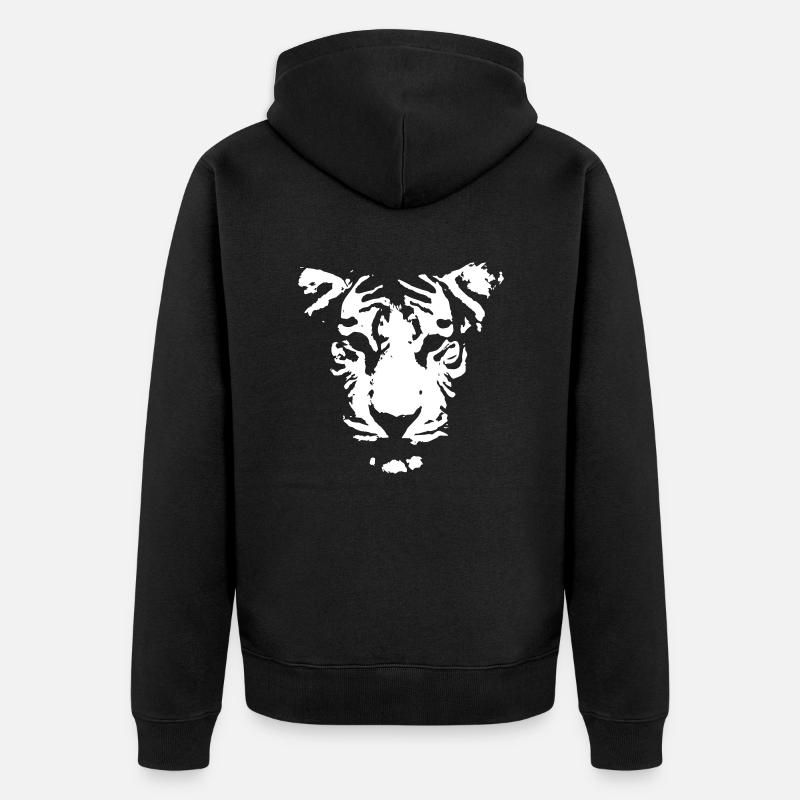 Tigerkopf - Unisex Premium Bio Zip Hoodie - Schwarz