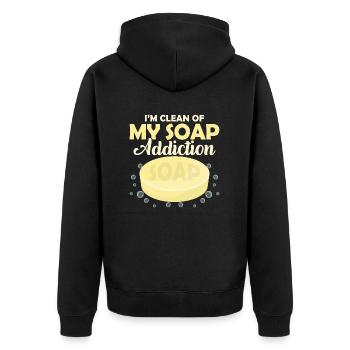 Je suis débarrassé de mon addiction au savon. Savonnier Soapmaki - Veste à capuche bio Premium Unisexe - noir - Dos - Nico (187cm)