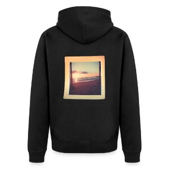 Retro-Erinnerungen - Unisex Premium Bio Zip Hoodie - Schwarz - Hinten - Nico (187cm)