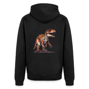 Dino Tyrannosaurus Rex as a video game character - Unisex Premium Organic Zip Hoodie - black - Back - Nico (187cm)