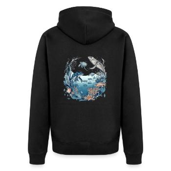 Creatures of the sea - Unisex Premium Organic Zip Hoodie - black - Back - Nico (187cm)