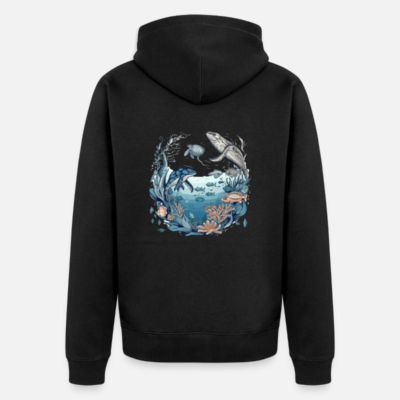 Créatures de la mer - Veste à capuche bio Premium Unisexe - noir