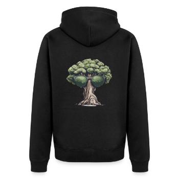 Baum mit Sonnenbrille - Unisex Premium Bio Zip Hoodie - Schwarz - Hinten - Nico (187cm)