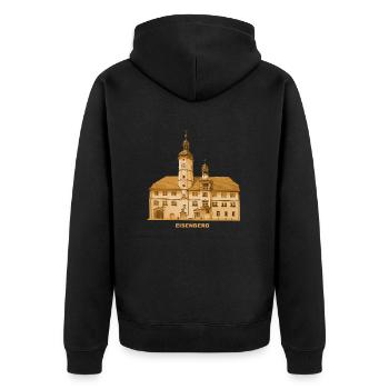 Eisenberg Town Hall Holzland Thuringia - Unisex Premium Organic Zip Hoodie - black - Back - Nico (187cm)