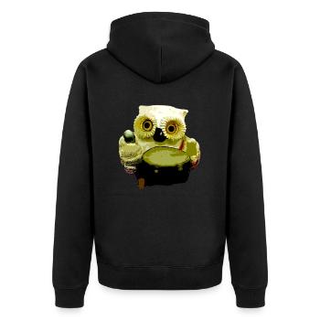 Owl musician - Unisex Premium Organic Zip Hoodie - black - Back - Nico (187cm)