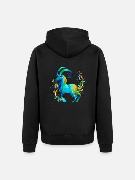 Lolo der Steinbock - Unisex Premium Bio Zip Hoodie - Schwarz