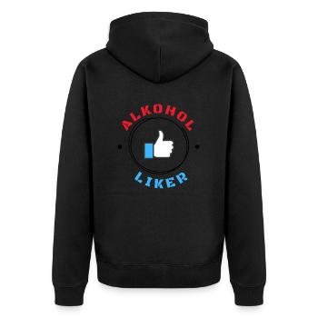 ALKOHOL Liker - Unisex Premium Bio Zip Hoodie - Schwarz - Hinten - Nico (187cm)