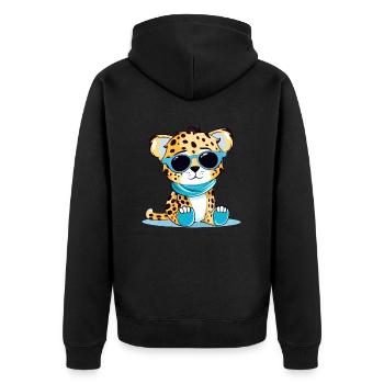 Malo the Leopard - Unisex Premium Organic Zip Hoodie - black - Back - Nico (187cm)