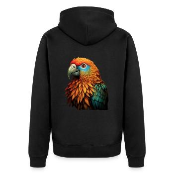 Bunter Papagei - Unisex Premium Bio Zip Hoodie - Schwarz - Hinten - Nico (187cm)