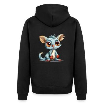 Draki der Streuer - Unisex Premium Bio Zip Hoodie - Schwarz - Hinten - Nico (187cm)