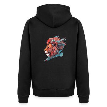 Lion Farouche clair et turquoise - Veste à capuche bio Premium Unisexe - noir - Dos - Nico (187cm)