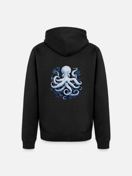 Oktopus Kraken Tintenfisch - Unisex Premium Bio Zip Hoodie - Schwarz