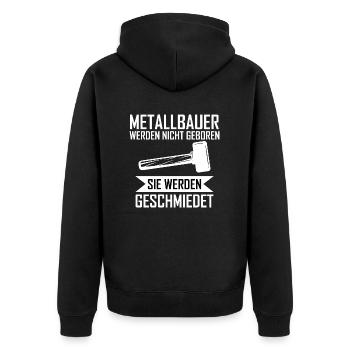Handwerker Handyman Handwerk Werkzeug Baustelle - Unisex Premium Bio Zip Hoodie - Schwarz - Hinten - Nico (187cm)