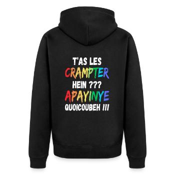 T as les crampter apayinye quoicoubeh humour - Veste à capuche bio Premium Unisexe - noir - Dos - Nico (187cm)