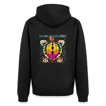 Schildkröte - Unisex Premium Bio Zip Hoodie - Schwarz - Hinten - Nico (187cm)