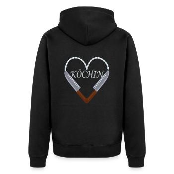Köchin - Unisex Premium Bio Zip Hoodie - Schwarz - Hinten - Nico (187cm)