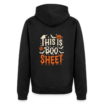 Drôle d’Halloween C’est Boo Sheet - Veste à capuche bio Premium Unisexe - noir - Dos - Nico (187cm)