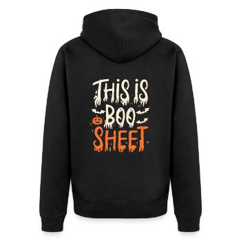 Drôle d’Halloween C’est Boo Sheet - Veste à capuche bio Premium Unisexe - noir - Dos - Nico (187cm)